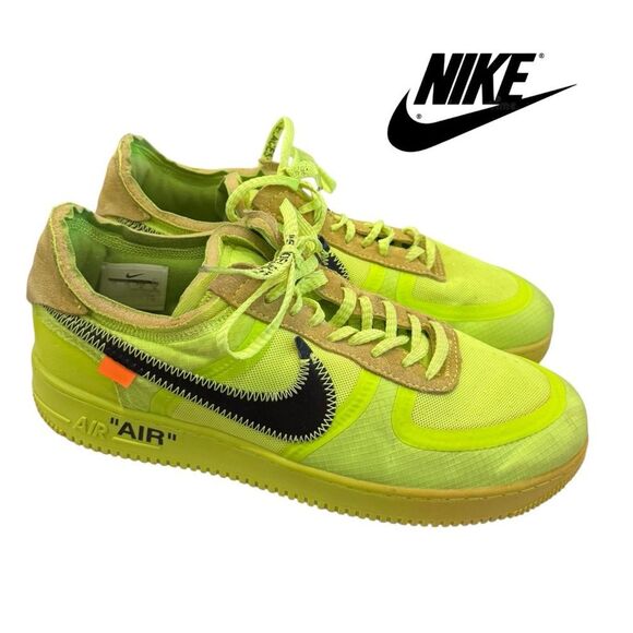 Nike Men’s Off-White x Air Force 1 Low 'Volt' Sneakers 11 Rare